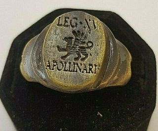 Ancient Legio Xv Apollinaris Ring - Vintage - Antique Roman - Bronze - Rare