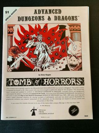 Tomb Of Horrors - Advanced Dungeons & Dragons Module S1,  Tsr 9022 1978 Rare