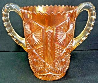 Antique Imperial Glass Star And File Marigold Carnival Glass Celery Vase Rare