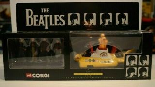 Rare Beatles Corgi Yellow Submarine With 4 Beatles Figures Near