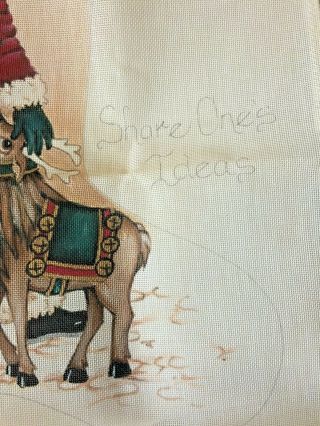 RARE Share One ' s Ideas HAND PAINTED NEEDLEPOINT Christmas Stocking Canvas Santa 4