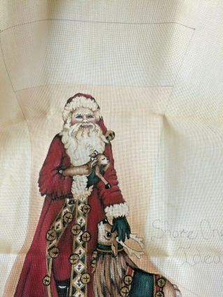 RARE Share One ' s Ideas HAND PAINTED NEEDLEPOINT Christmas Stocking Canvas Santa 8