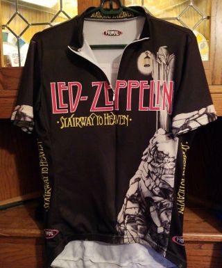 Very Rare Led Zeppelin Stairway To Heaven Primal 3/4 Zip Cycling Jersey Size M