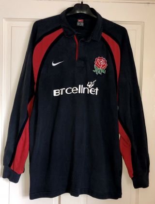 England Rugby Union Shirt Large Nike 2001 Rare L/s Top Away Rfu Vintage
