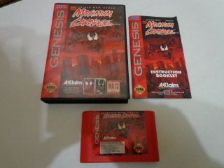 Maximum Carnage (sega Genesis,  1994) Video Game Rare Red Cartridge