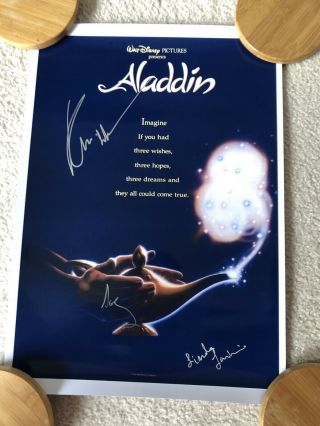 Very Rare Autographed Aladdin Poster Signed By Robin Williams,  2 Cao - 11x17