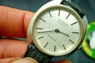 Ladies 27mm Technos Star - 6 5j Eta Quartz Vintage Rare Watch