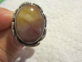 Pawn,  Native American Wampum,  Quahog Shell Ring Very Rare,  Sterling Size 7.  3