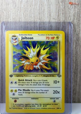 1st Ed Jolteon Holo Rare 1999 Wotc Pokemon Card 4/64 Jungle Set Top Loaded Exc
