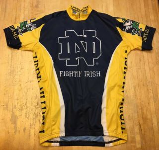 Rare Mens Adrenaline Promotions Notre Dame Short Sleeve Cycling Jersey Small