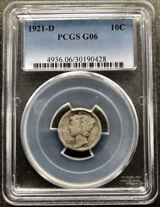 1921 D Mercury Dime Denver Pcgs G6 10c Rare Key Date 6319