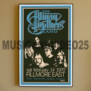 Allman Brothers Band Framed Poster February 14 1970 Fillmore East York Rare