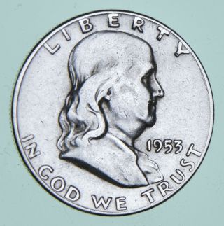 Higher Grade - 1953 - S - Rare Franklin Half Dollar 90 Silver Coin 182