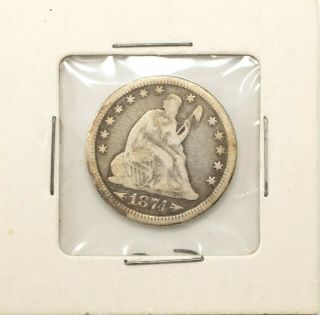 1874 Seated Liberty Quarter 25 Cents Rare Fine Plus
