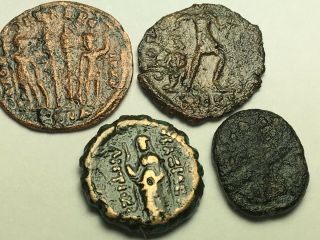 Ancient Auth.  4 Rare$ Coins; 1 Greek 400 Bc,  1 Byzantine 527 Ad & 2 Roman 307 Ad