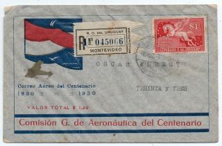 1930 Uruguay Rare Centenary Flight To Treinta Y Tres City,  $1 Pegasus
