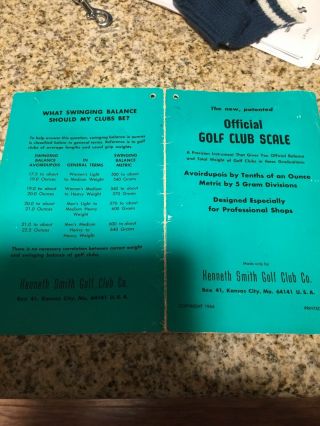 Rare Vintage 1964 Kenneth Smith Golf Club Scale Company Booklet