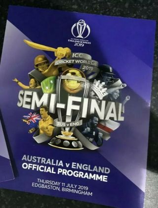 Very Rare England V Australia Cricket World Cup Semi Final Programme