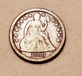 1858 - O Seated Liberty Dime - Rare Low Mintage Vg Or Better Coin