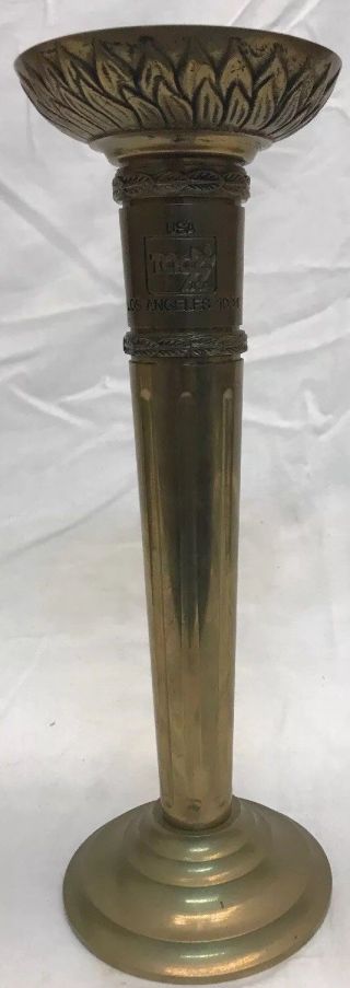 Rare Tac 1984 Usa Olympic Games Los Angeles Solid Brass Torch Candlestick Holder