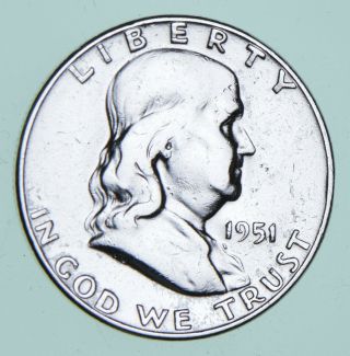Higher Grade - 1951 - S - Rare Franklin Half Dollar 90 Silver Coin 132
