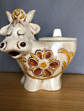 Vintage Treasure Craft Charming Cow Cookie Jar Made In Usa 1960 