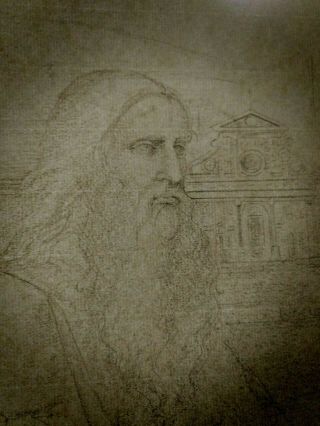 Rare Old Italian Master Drawing Brown Chalk On Laid Paper