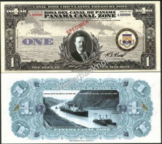 Rare Panama Canal Zone " 1920a " One Balboa/one Dollar Specimen Fantasy Art Note