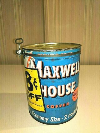 Vtg 2 Lb Maxwell House Coffee Tin Regular Grind Key Intact Rare