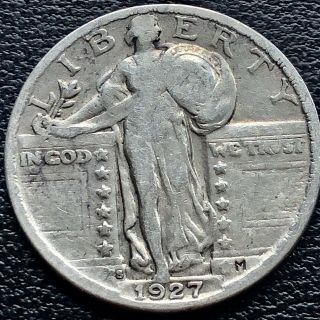 1927 S Standing Liberty Quarter 25c San Francisco Better Grade Rare 18936