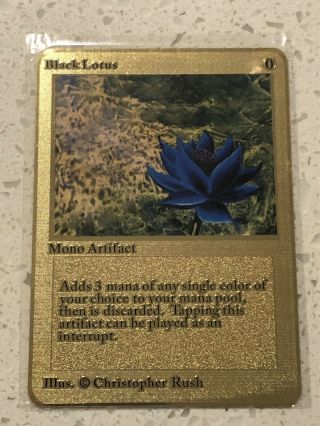 Black Lotus Alpha Beta Unlimited 1993 Mtg Rare Inspired Steel Metal Gold Card