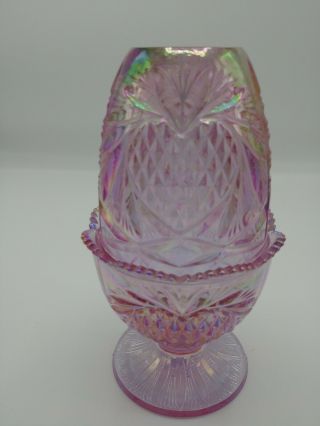 Fenton Pink Iridescent Carnival Fairy Lamp Rare No Chips 2