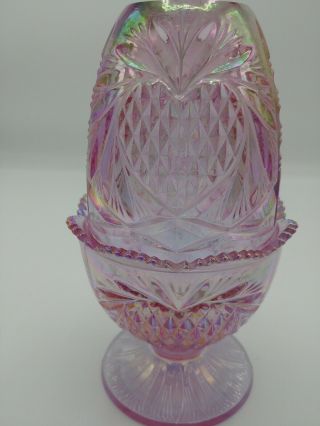 Fenton Pink Iridescent Carnival Fairy Lamp Rare No Chips 3