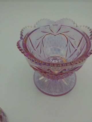 Fenton Pink Iridescent Carnival Fairy Lamp Rare No Chips 4