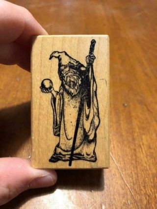 Rare Vintage Rubber Stamp Psx E - 700 Wizard With Ball Stick Cane Old Beard