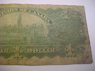1897 DOMINION OF CANADA $1 NOTE COURTNEY,  RARE ONES INWARD CIRC LARGE NOTE 8