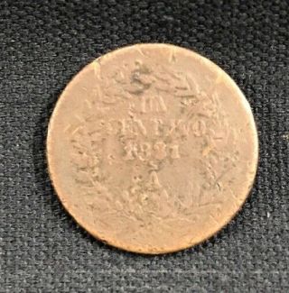 1881 As Un Centavo Mexico Coin Alamos Rare