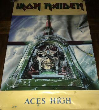 Rare Vtg 1986 Iron Maiden Aces High Heavy Metal Hard Rock Band Poster Eddie