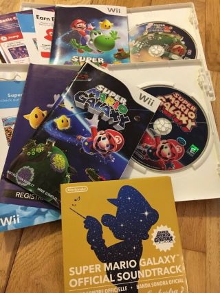 Mario Galaxy 1 And 2 Bundle Nintendo Wii Both Are Complete Soundtrack Rare