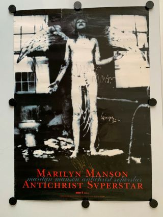 Rare Marilyn Manson Signed Antichrist Superstar Poster 33x23 Manson Ginger Gacy