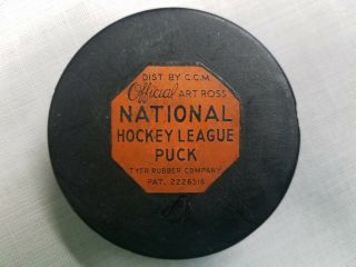 Rare 62 - 64 Double Sided Art Ross Tyer Orginal Six Era Official Game Hockey Puck