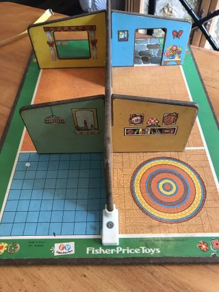 Rare Vintage 1971 Fisher Price Playhouse w Furniture and Little People 2