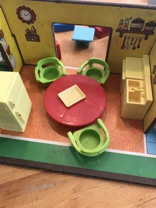 Rare Vintage 1971 Fisher Price Playhouse w Furniture and Little People 8