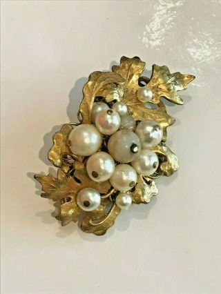 Vintage Signed Miriam Haskell Classic Baroque Pearl Brooch Pin Rare