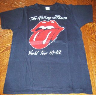 The Rolling Stones Stunning Rare Black T - Shirt From World Tour 1981 - 1982 Size L