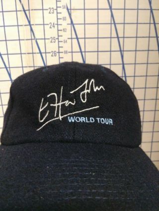 Vintage Rare Elton John Script World Tour Leather Strap Hat Cap 2