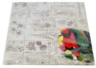 WILDFLOWER ALPHABET SAMPLER Rare Embroidery Kit Paragon 0955 Linen Fabric 4