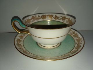 Wedgwood Turquoise Whitehall Bone China Footed Cup & Saucer Set Rare