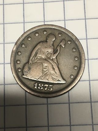 1875 S Twenty 20 Cent Piece Usa Rare Coin U S