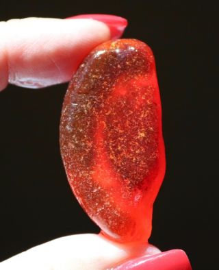 Rare,  Near Flawless Scarlet Red Frosty Partial Seaglass Bottle Bottom U.  V